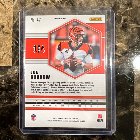 JOE BURROW MOSAIC PRIZM NO 47 PANINI CARD - Picture 2 of 2